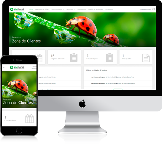 Zona de clientes Software Control de Plagas y Sanidad Ambiental