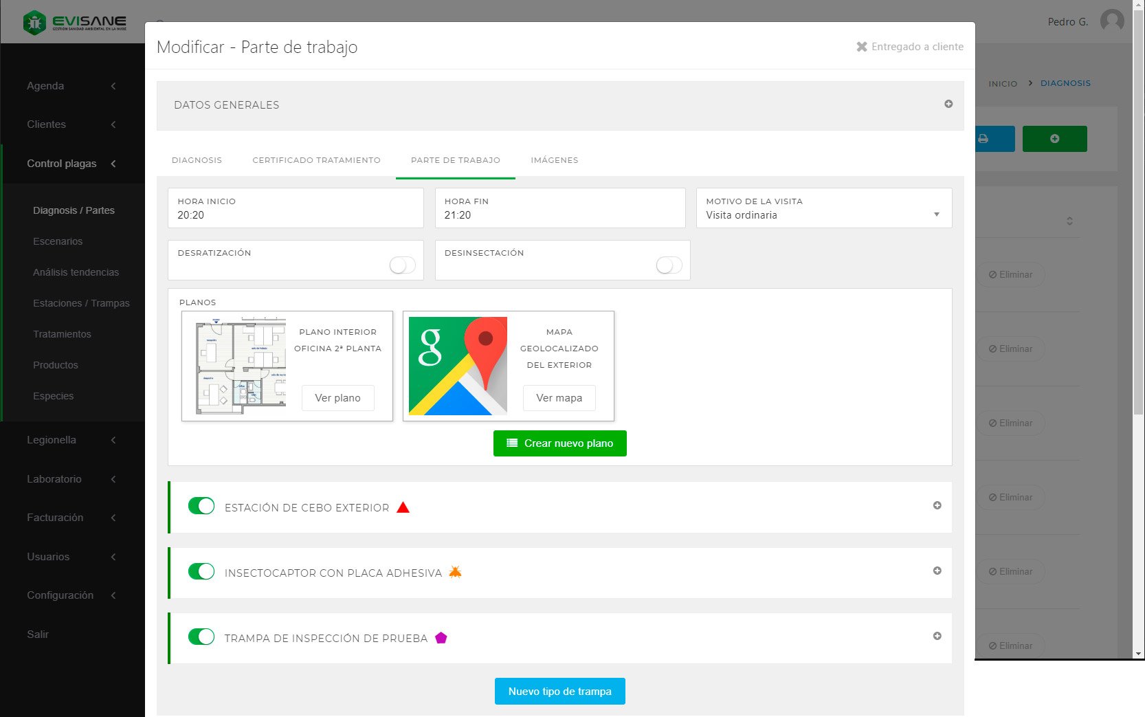 Puntos de control geolocalizados en software de control de plagas y sanidad ambiental