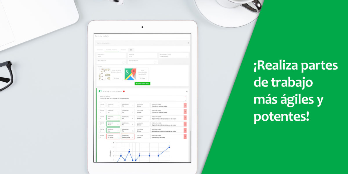 Partes de trabajo mejorados, en software erp para control de plagas