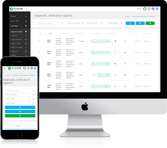 Diagnostic, certificat et rapport d'intervention - Logiciel cloud de 3D et hygiène du milieu