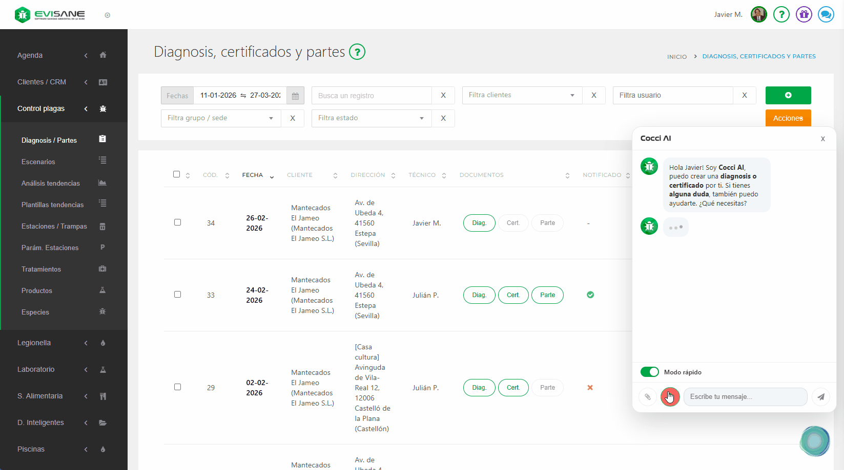 Cocci AI es el nuevo asistente de inteligencia artificial 100% integrado con EviSane. Crea documentos dictándolos por voz o escribiendo al asistente