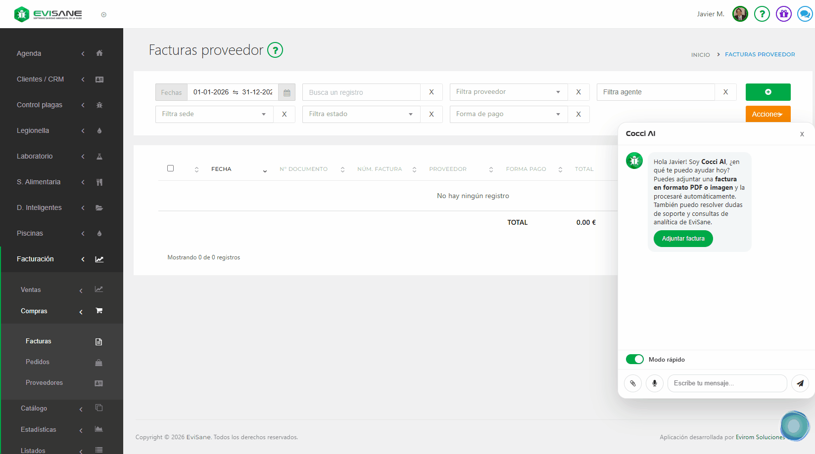 Cocci AI es el nuevo asistente de inteligencia artificial 100% integrado con EviSane. Sube o fotografía una factura y el asistente se encarga de gestionarla por en tiempo real.